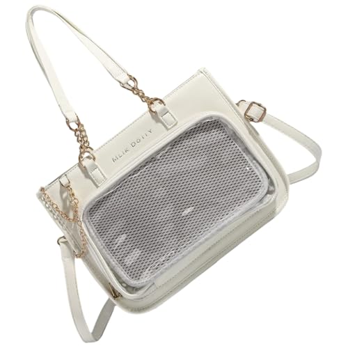 Sac à bandoulière transparent avec organiseur de sac intégré blanc
