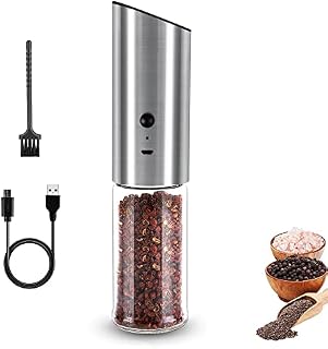 Electric Salt and Pepper Mill, Gravity Pepper Mill, USB Rechargeable Electric Salt and Pepper Grinder, Adjustable Coarseness, 170 ml High Capacity, Easy Refillable & CleanKitchen Gift