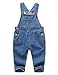 KIDSCOOL SPACE Salopette en jean pour bébé garçon et fille, vêtements de travail mignons en denim pour tout-petits, bleu clair, 12-18 mois