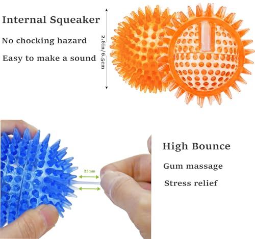 yenlk Squeaky Dog Ball Toys, 6 Pack -Dogs Chew Spiky Ball, Floatable Dog Pool toy - Image 2