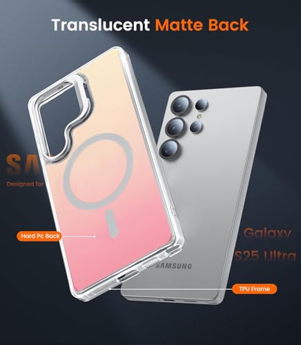 Image of DIZORO Samsung Galaxy S25 Ultra Case Compatible with Wireless Charging,3D Laser Color Changing Frosted Matte Camera Stand Back Cover Military-Grade Protective Non Yellowing PC +TPU (Grey)