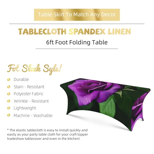 Nappe de table universelle en élasthanne extensible rose violette pour buffet 1,8 m