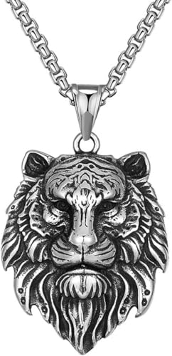 Collier lion head hip hop en chaîne vintage pour homme et femme