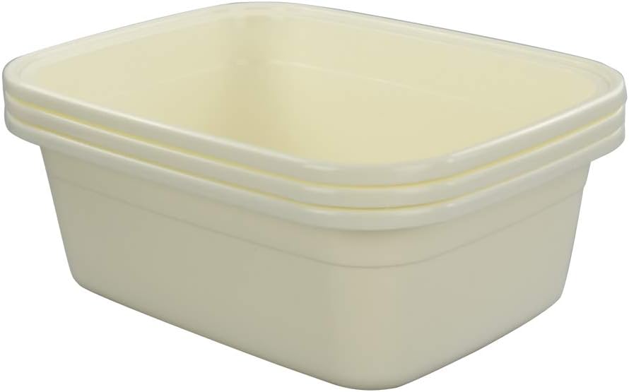 NICESHNicesh 18 Quart Dish Pan, 3-Pack Large Wash Basin, Cream