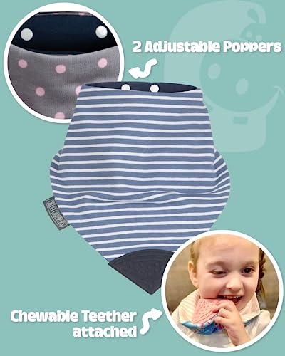 Cheeky Chompers Bandana Bib with Sensory Chew, Botanical Bloom, L - Image 3