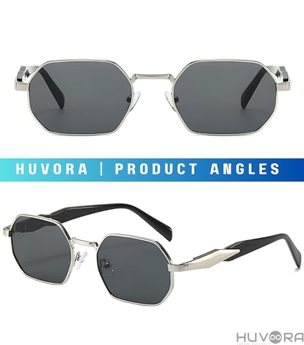 Image of Retro Hexagonal Designer UV Protected Unisex Oval Sunglasses for Men Women | Stylish UV400 Protection Metal Frame Branded Geometric Goggles for Driving Fashion Party Sqaure Shades