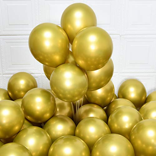Image of Gold Balloons Party Balloons 12inch 50Pcs 3.2g Latex Metallic Balloons Chrome Balloons Birthday Balloons Shiny Balloons Party Decoration Wedding Birthday Baby Shower Christmas Party - Metallic Gold