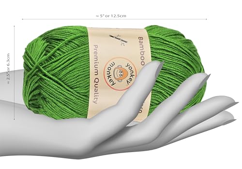 Image of 10-Pack of Yonkey Monkey 500 Grams Yarn - 70% Rayon derived from Bamboo, 30% Cotton - Imported - Grass Green 9035