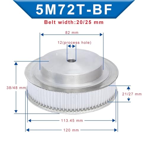 Poulie de distribution 5M en aluminium usiné de haute précision pour transmission