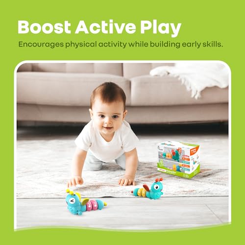 Image of R for Rabbit 2 Pcs Orapple Caterpillar Wind-Up Crawling Toy Smooth Rounded Edges Injury-Free Color Learning Activity Toys for Babies Toddlers