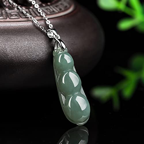 Cadeaux de chance pendentif haricots jade cyan collier mixte sculpté