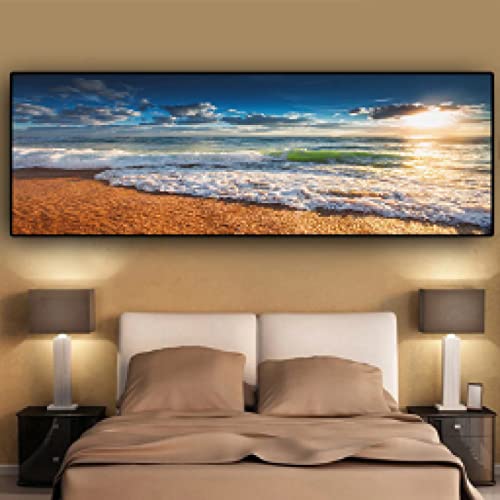 Affiches impressions toile paysage de plage et coucher de soleil doré