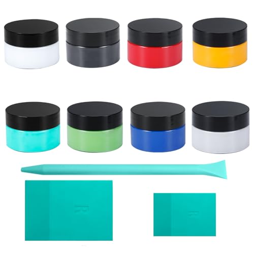 BOOLOOEN Chalk Paste Paint Set with 3 Silicone Squeegees | Stencil Paint & Silk Screen Paint Kit | Chalk Finish DIY Craft Paint for Wood Fabric Furniture Signs & Home Decor 8-Color