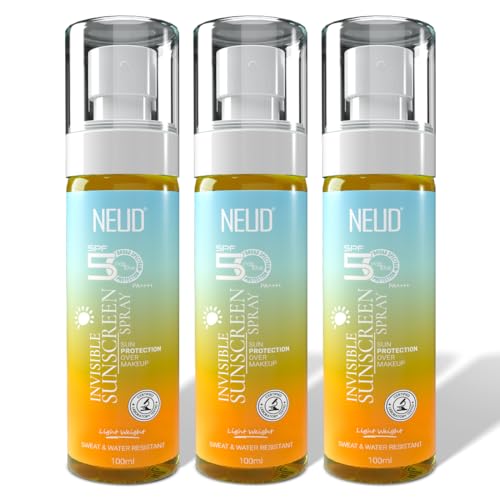 Image of NEUD Sunscreen Spray Combo Buy Two Get Three, 100ml x 3, SPF 50+++ Waterproof, For Uva /B Sun Protection, Tan Removal, Pigmentation, No White Cast, Lightweight & Quick Drying, For Men & Women