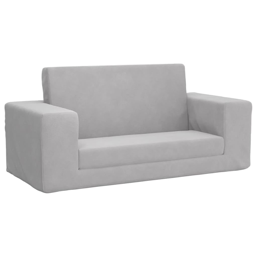 vidaXL Sofá Cama de niños 2 plazas Felpa Suave Gris Claro