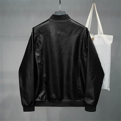 Men's Pu Leather Jacket Oversized Vintage Motorcycle Zipper Long Sleeve Jackets Coats3