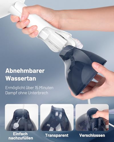 BEAUTURAL Steamer, Dampfglätter, Schnelles Aufheizen, 260ml Wassertank, Auto-Abschaltung, Faltenentferner für Kleidung，Ideal für Zuhause, Büro, Reise，Blau-weiß