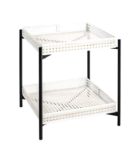 Petite table basse de salon crème et noir HAKU table d'appoint métal