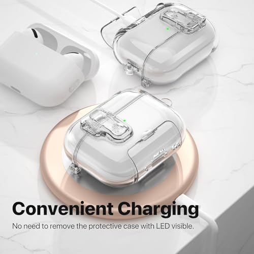Image of Meyaar for AirPods Pro 3 Case, Clear Magnetic Automatic Lock Cases with Phone Stand with Keychain Case for Airpod Pro 3 for Men & Women (Clear)
