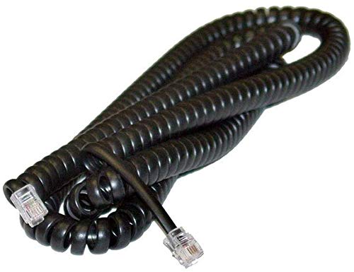 iMBAPrice Black Telephone Headset Cable - (3 to 15 Feet) Heavy Duty Coiled Telephone Handset Cord