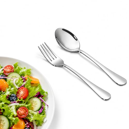 Image of Stainless Steel Silverware Set, 8-Piece Dinner Forks and Spoons, 7.3-Inch, Mirror Polished, Dishwasher Safe Flatware