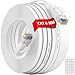 Produktbild LAN Kabel 50 Meter Weiß, Netzwerkkabel 50m Cat 6 Flach Hochgeschwindigkeits Gigabit Ethernet Kabel 50 Meter Outdoor Wlan Kabel Dünn Weiss RJ45 Internet Kabel Lang Patchkabel Wasserdicht(50 Clips)