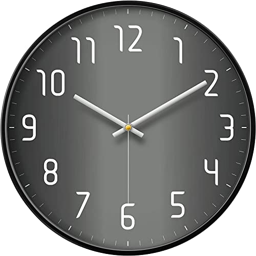 Image of Wall Clock 12 inch Silent Quartz Decorative Wall Clock Non-Ticking Classic Digital Clock Battery Operated Round Easy to Read Handheld Complete Home /Kitchen /Bedroom (434)