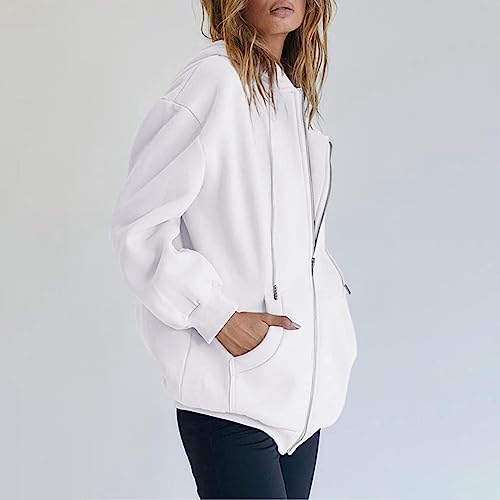 SHAOBGE Fall Sweatshirts for Women Zip Up Hoodies Oversized Sweatshirt Y2K Clothing Casual Drawstring Jacket with Pockets3