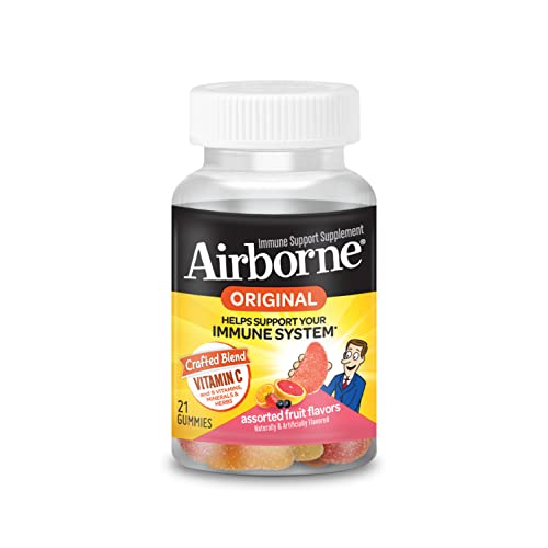Airborne 750Mg Vitamin C Gummies For Adults, Immune Support Supplement With Powerful Antioxidants Vitamins A C & E - 21 Gummies, Assorted Fruit Flavor #TOP7