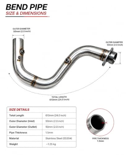 Image of TURBO RACING Performance Stainless Steel Bend Pipe for BMW G 310 RR /GS /R 2025