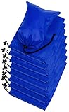 PALTERWEAR Drawstring Pouch with Toggle (6 x 8 Inch - 12 Pack - Blue) Nylon Cinch and Ditty Bag for Travel, Office and Storage