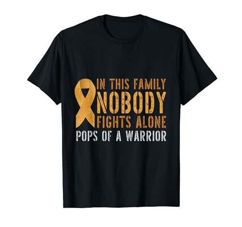 Pops of a Warrior Family Matching Childhood Cancer T-Shirt