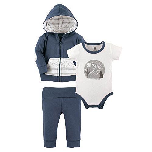 Yoga Sprout 3 Piece Jacket, Bodysuit and Pant Set, Wild and Free, 12-18 Months