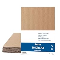 10 Stück braune Wellpappe DIN A3 - Karton 4mm dick (42 x 29,7 cm) - Zum Verpacken und Basteln
