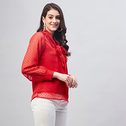 Image of Carlton London Women's Solid Polyester Blend Regular Fit Blouse