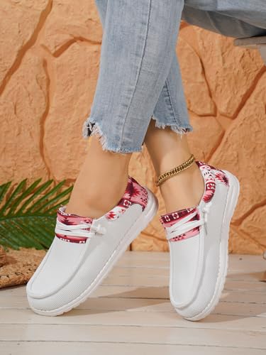 Women’s Slip-On Loafers, Geometric Pattern Casual Shoes, Lightweight Non-Slip Boat Deck Shoes with Comfortable Fit2