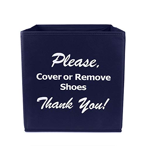 Large Shoe Covers Box, Opret Foldable Shoe Covers Holder Bootie Box for Realtors and Open House, Please Cover or Remove Your Shoes Sign(Blue)