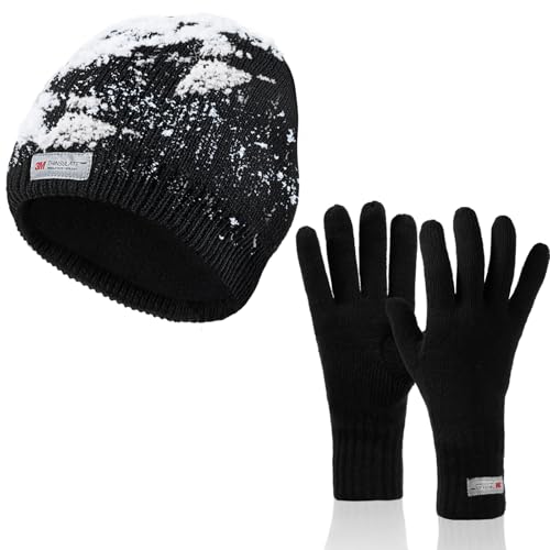 Waterproof Fleece Lined Winter Hat & Gloves Set for Men