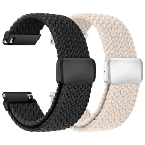 Nylon Geflochtenes Uhrenarmband 22mm mit Magnet Verschluss, Armband 22mm Elastisches Band für Galaxy Watch 3 45mm/46mm/Gear S3 Classic/Amazfit Balance/gtr 3/4/2/bip 5/Huawei Gt 5/4/3/2 46mm