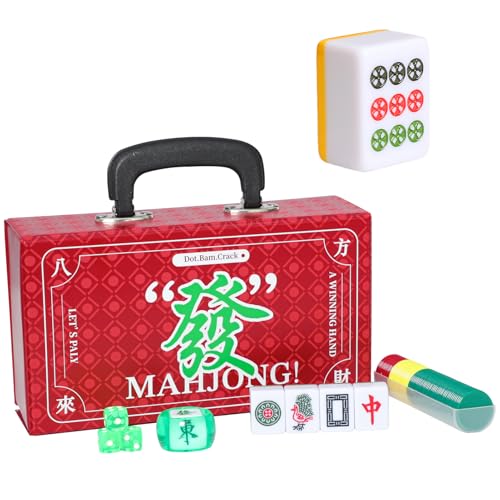 Jongyance Chinese Mahjong Set, Large Mahjong Tiles Set with Yellow