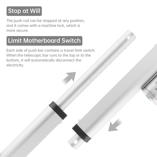 Actuador lineal resistente IP54 con interruptor impermeable y soporte incluido 6