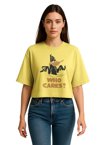 Image of HELLCAT Beige Printed Loose Fit Crew-Neck Crop T-Shirt for Women