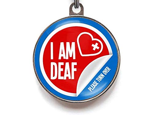 I Am Deaf Pet Tag Custom Made Personalized Dog ID Tag Cat ID Tag (Large)