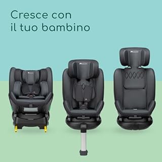Bebeconfort EvolveFix Plus i-Size 360 Girevole, Seggiolino Auto 0-36 kg Isofix, 0-12 Anni, 40-150 cm, Seggiolino auto Reclinabile 4 Posizioni, Regolabile in Altezza, Tessuti Traspiranti, Tinted Black