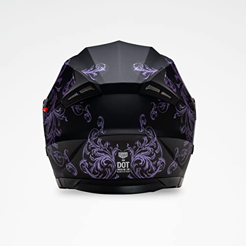 Voss Helmets 310 Three Quarter 3/4 Dual Lens Motorcycle Helmet. Matte Black Purple Eden. Xl. Dot Certified. #TOP2