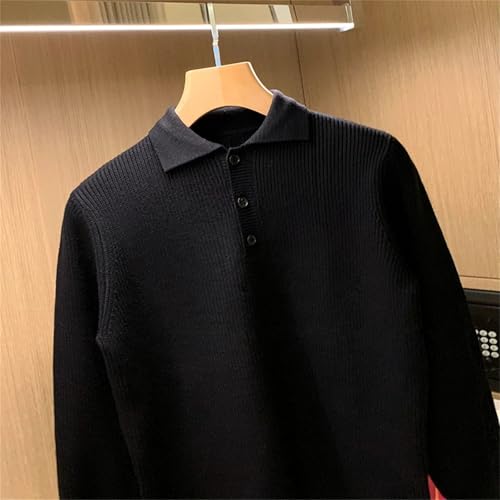 Men Fashion Winter Solid Knitted Tops Thicken Lapel Pullovers Business Leisure Sweater Tops4