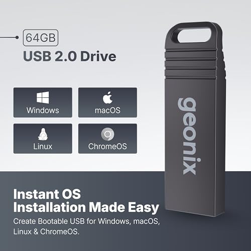 Image of Geonix Pendrive 64GB Metal USB 2.0 Flash Drive- High Read Speeds up to 15MB /s & Write Speeds up to 8MB /s- Durable Metal Casing- Ideal for Data Transfer & Storage, 5 Years Warranty (Black)