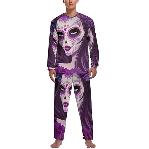 Pijama homme Skull Woman ensemble manches longues et pantalon en tissu doux