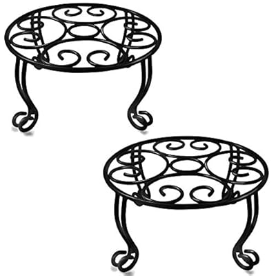 TREEZITEK 2 Pack Plant Stand 11.8'' Diameter for Large Flower/Plant Pot 6'' Tall Heavy Duty Potted Holder Indoor Outdoor Metal Rustproof Iron Plant Pot Holder Round