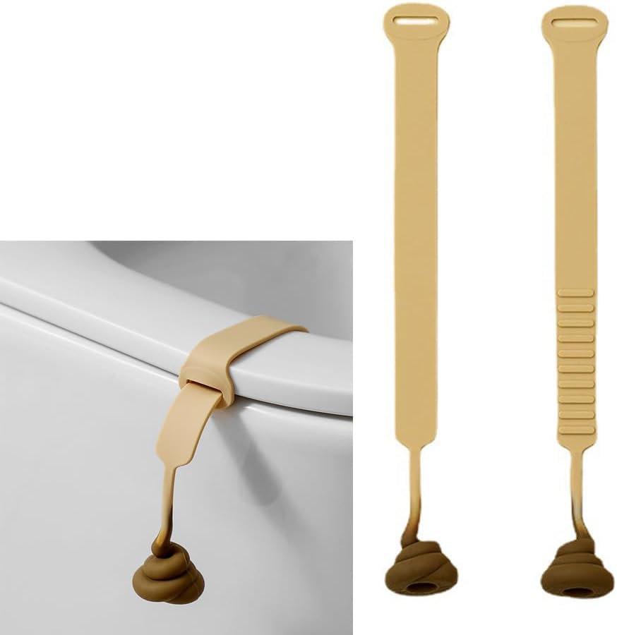 2 Pcs Silicone Toilet Seat Lid Lifter, Toilet Seat Handle Lifter Toilet Lid Pad Lifter Toilet Lid Lifter without Contact, Poo-Poo Shaped